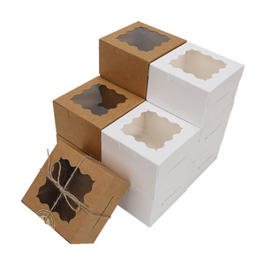 Scatola per Imballaggio di Piccoli Dolci/Biscotti/Dessert in Cartone Bianco 4x4x2.5 Pollici per Commercio Transfrontaliero, Grado Alimentare, con Finestra Visiva Personalizzabile - Product Image 3