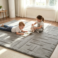 Nouveau tapis en mousse à mémoire de forme Tatami, antidérapant, en fausse fourrure de lapin, taille personnalisée, tapis de sol doux pour enfants