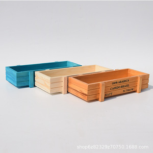 Wooden Miniature <b>Succulent</b> <b>Pots</b> Rectangular Planting Boxes Vintage Distressed Desktop Green Plant Box Indoor Use - Product Image 3