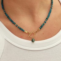 Zooying Ins-style Face Apatite Pierre Naturelle Collier De Perles pour Femmes Non-fading Light Luxe Clavicule et Pendentif Bijoux