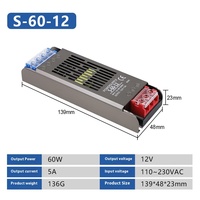 Transformateur d'alimentation à découpage pour boîtier lumineux, ultra-mince, 220V vers 12V/24V, 300W de charge maximale, en aluminium, ENKI Power, garantie 2 ans