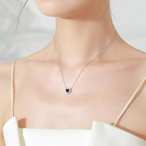 Collier pendentif en argent sterling S925 en forme de cœur avec zircone, version cuivre personnalisable, Cœur de l'océan, cadeau romantique pour elle - Product Image 5