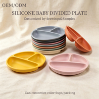 Assiettes compartimentées écologiques pour enfants, vaisselle de séparation de qualité alimentaire, bol d'alimentation en silicone à motif de dessin animé pour bébés, cuillère et assiette