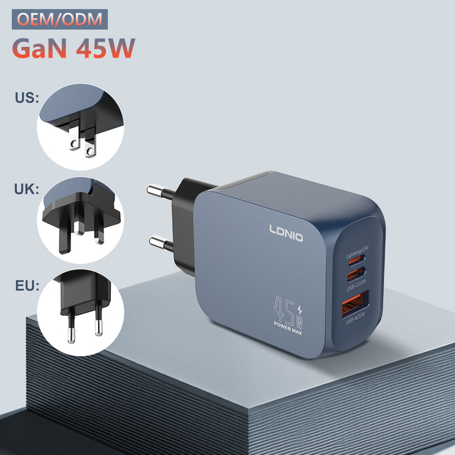 LDNIO Q6 45W GaN Multi Port Usbc Fast Mobile Charger Adapter Portable Charger for Cell Phone
