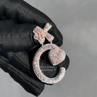 925 Argent VVS Moissanite Deux Tons Couleur Personnalisé Reine Couronne Lettre Pendentif Hip Hop Rappeur Bijoux Moissanite Initiales Pendentif