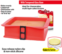 Moulure à ressort en silicone Moule à gâteau antiadhésif Moule en silicone et base en verre Outils à gâteau carrés