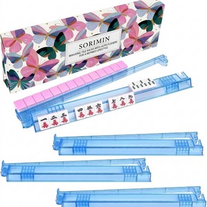 4 Piezas de Soportes Plegables de Plástico para Mahjong, Caja de Almacenamiento con Impresión Personalizada, Portátiles, para Fichas de Mahjong Americano, Accesorios - Product Image 2