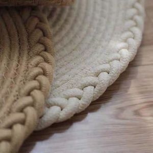 Alfombra de Baño Ovalada Tejida con Cuerda de Algodón, Color Caqui, Gris y Blanco, Absorbente, para Uso Doméstico, Dormitorio, Baño, Ducha, Junto a la Cama - Product Image 2