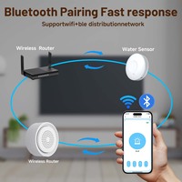 Kit Alarm Sensor Kebocoran Air Tuya WiFi dengan Suara 90dB dan Lampu Strobo, hingga 15 Sensor, Notifikasi Push Aplikasi