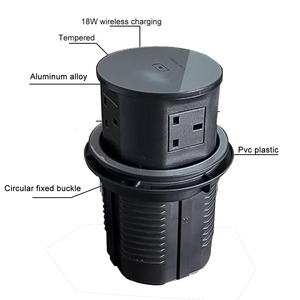 <span class=keywords><strong>Prise</strong></span> de courant escamotable blanche étanche pour bureau <span class=keywords><strong>avec</strong></span> protection de commutateur et chargement sans fil intégré - Product Image 4