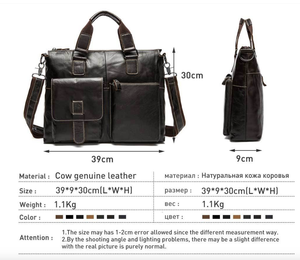 Sacoche pour ordinateur portable 14 pouces en cuir Crazy Horse Andong pour hommes, sacs messager en cuir de vache véritable, sac bandoulière, sac d'affaires - Product Image 2