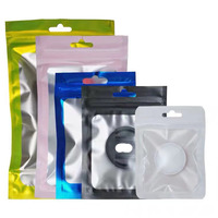 Sachets refermables en Mylar noir mat avec trou de suspension, fonction de sécurité holographique pour accessoires électroniques, masques faciaux, crèmes pour les yeux