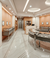 Solution clé en main pour boutique de montres et bijoux de luxe moderne, aménagement intérieur personnalisé avec mobilier d'exposition en placage de bois