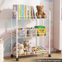 Étagère de rangement pliable à 3 niveaux en plastique carré empilable avec roulettes, chariot mobile polyvalent pour cuisine et salle de bain, vente en gros