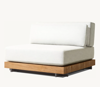 Canapé modulaire d'extérieur en teck sans accoudoirs CAICOS – Vente chaude usine – Écologique, résistant aux UV – Idéal pour villas, hôtels, terrasses et jardins