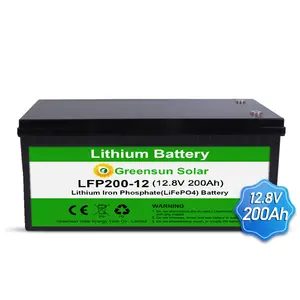 Greensun LiFePO4 pin Lithium ion 12V 100AH 12.8V 200AH 4500 lần chu kỳ cuộc sống với 10 năm bảo hành