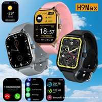 Reloj Inteligente Cuadrado H9Max, Precio de Fábrica, Más Vendido, para Notificaciones de Llamadas, Correa Deportiva de TPU, Carga Magnética