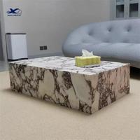 Table basse de salon de luxe moderne avec socle en marbre naturel Comptoir en pierre naturelle pour la maison ou l'hôtel