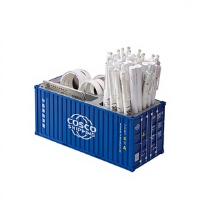 2025 Exhibition Showcase Luxury Gift Metal & <b>Plastic</b> Square Shipping Container-Shaped Temperature <b>Display</b> Pen Holder Card <b>Box</b> - Product Image 1