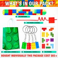 60 Pièces Blocs de Construction en Plastique, Cadeaux de Fête pour Enfants, Ensemble de 12 Porte-clés, Bracelets, Pailles, Autocollants, Petits Jouets, Cadeau Créatif
