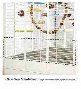 Cage à perroquets de luxe grande et haute pour ara, cage panoramique à double porte vitrée, cage à <span class=keywords><strong>oiseaux</strong></span> d'intérieur en acier au carbone robuste avec éclairage LED - Product Image 5