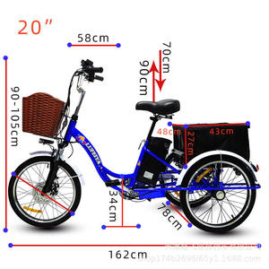 Triciclo Elettrico da 20 Pollici per Adulti, Triciclo Elettrico da Carico 48V, <span class=keywords><strong>Bici</strong></span> Elettrica a Tre Ruote Utilitaria con Ampio Cesto Posteriore OEM - Product Image 6