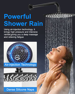 FLG Mattschwarz Badezimmer Edelstahl Dusche heiß und kalt in Hochdruck Niederschlag Wand halterung Verdeckte Dusche Set - Product Image 4