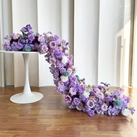 Chemin de table rond en forme de cercle de roses blanches pour mariage, décoration florale, rangée de fleurs pour la scène