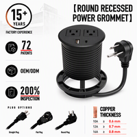 Stopkontak Listrik Tersembunyi 4-in-1 untuk Meja Kerja, Dilengkapi Port USB Type-C dan Colokan US, Pengisi Daya Ekstensi Meja