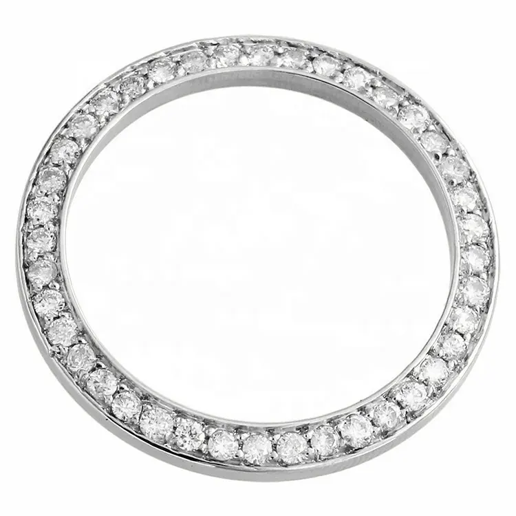 Nach Gold Silber Diamant Lünette Fit 40 mm Uhren NUR Runde Cut Solide Gelb Gold Diamant Lünette Für RLX Präsident uhr