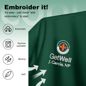 Women Hospital Scrub Set Short Sleeve V Neck Moisture Wicking Uniforms For Nurses Doctors Lab Workwear Rose Red Dark Green Navy - Product Image 2