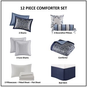 Db Comforter Set 12-Piece Cotton <b>King</b> <b>Size</b> Embroidered <b>Duvet</b> Cover Classic Style Home Bedding <b>All</b> <b>Season</b> Use - Product Image 6