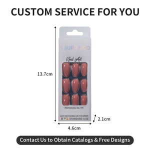 Vente en gros très demandée : 32 faux <span class=keywords><strong>ongles</strong></span> courts en amande, faits à la main, en gel, couleur unie, paillettes fines Aurora, amovibles, couvrant entièrement l'ongle - Product Image 6