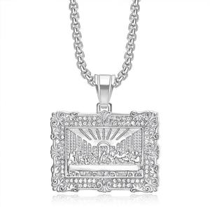 Colliers tendance en argent et or PVD, bijoux fins en acier inoxydable 316L, pendentifs Dernière Cène en diamant pour femmes - Product Image 6