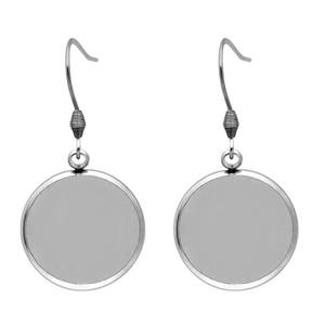 Blancs de <span class=keywords><strong>boucles</strong></span> <span class=keywords><strong>d</strong></span>'<span class=keywords><strong>oreilles</strong></span> bricolage-Réglages de plateau de lunette ronde avec crochets en argent sterling Fournitures - Product Image 4