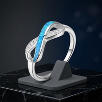 Bague infini en argent S925 avec opale, plaquée rhodium, pour femme, bijou d'anniversaire