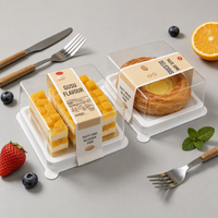 Boîte à gâteau haute carrée en PET transparent de qualité alimentaire, personnalisable avec logo, pour boulangerie, pain au fromage, taille sur mesure, vente directe usine