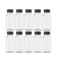 Bouteille de jus en plastique carrée vide de 8 oz, 12 oz, 16 oz avec logo personnalisé. Bouteille de boisson PET 120ml 250ml 350ml 400ml 500ml avec bouchons