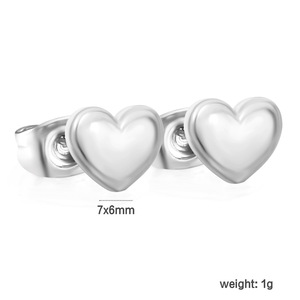 Boucles d'oreilles en forme de cœur en acier inoxydable couleur or pour bijoux de mode - Product Image 5