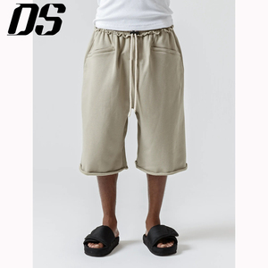 Pantalones Cortos Deportivos Holgados de <span class=keywords><strong>Tela</strong></span> de Alta Calidad con Bordes Enrollados, Cintura Elástica con Cordón, Pantalones Cortos de Verano para Hombre, Estilo Casual para Uso Diario - Product Image 1