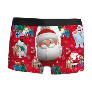 Meilleures ventes de sous-vêtements pour hommes boxers de Noël Mid-Rise Breathable Slip confortable pour hommes
