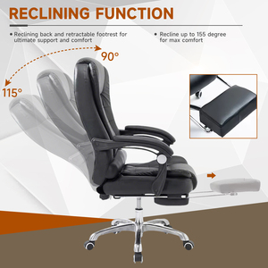 Silla de Oficina Ejecutiva de Lujo de Cuero PU de Alta Calidad con Reposapiés, Mueble Moderno Ergonómico para Jefe con Masaje - Product Image 4