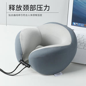 Almohada de viaje en forma de U de espuma viscoelástica Travelrest, color gris claro, portátil, para avión, oficina, siesta. - Product Image 2