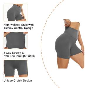 2025กางเกงเอวสูงสำหรับผู้หญิงกางเกงขาสั้นสำหรับนักปั่นจักรยานออกกำลังกายกางเกงขาสั้นสำหรับยิมเล่นโยคะผ้าสแปนเด็กซ์ควบคุมหน้าท้องสำหรับฤดูร้อนสีเทาเข้ม - Product Image 2