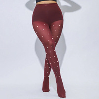Collants d'hiver XL en tricot serré, couleur rouge bordeaux unie, sexy et mignons, haute élasticité, pour femme, style Coquette, prix d'usine, vente en gros