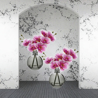 Susunan Anggrek Pink Kecil Buatan dalam Vas Kaca Hitam Set 2 Bunga Anggrek Phalaenopsis Real Touch Dekorasi Meja Makan
