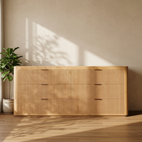 Ensemble de meubles contemporains FERLY pour la maison, commode à 6 tiroirs en bois massif moderne, armoire de rangement robuste pour la chambre à coucher