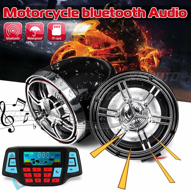 Motorcycle Studio Audio Sound System Stereo Speakers FM Radio MP3 Music Player Scooter ATV Remote Control Alarm Speaker Scooter