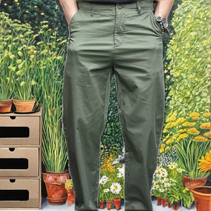 Pantalones de Hombre de Negocios, Color Verde, Gran Oferta, Personalizados, Transpirables, Impermeables, Ecológicos, con Estampado, Frente Plano, Cintura Media, Cierre de Cremallera - Product Image 2