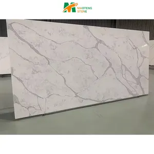 Top Quality Clear For Bathroom Tile Calacatta Black Countertops Slabs Chinese Xiamen Quartz Stone